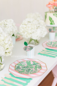 Petal Pink Cabana Stripe Paper Plates - Ellie and Piper