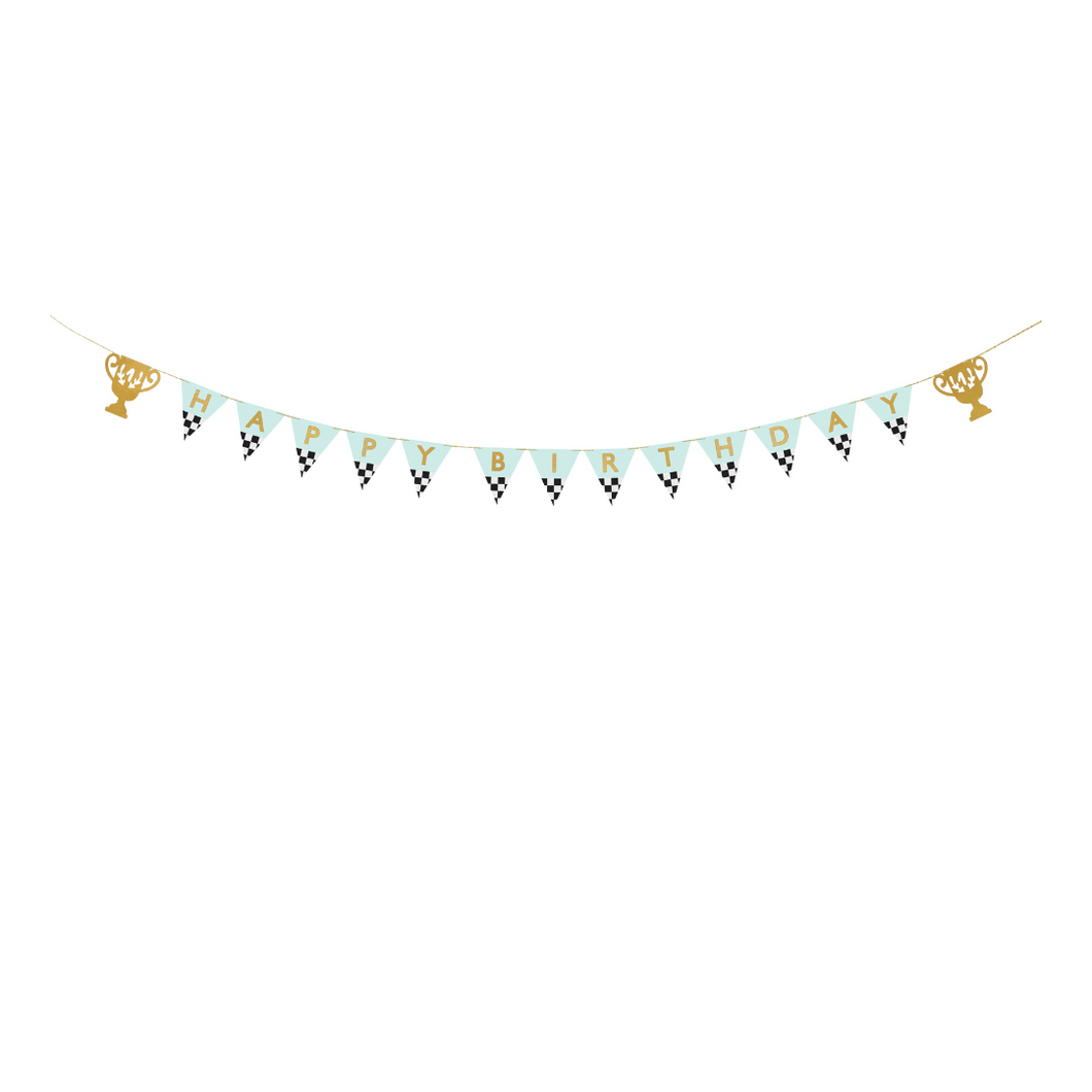 Trophy Cup Happy Birthday Banner - Ellie and Piper