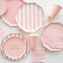 Petal Pink Cabana Stripe Paper Plates - Ellie and Piper