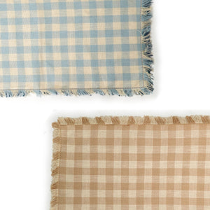 Double Sided Gingham Table Runner - Light Blue - Ellie and Piper