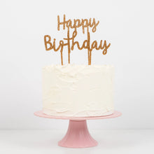 Gold Glitter Happy Birthday Acrylic Topper - Ellie and Piper