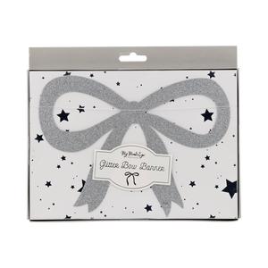 Silver Glitter Bow Banner - Ellie and Piper