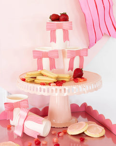 Pink Stripe Bow Party Cups - Ellie and Piper