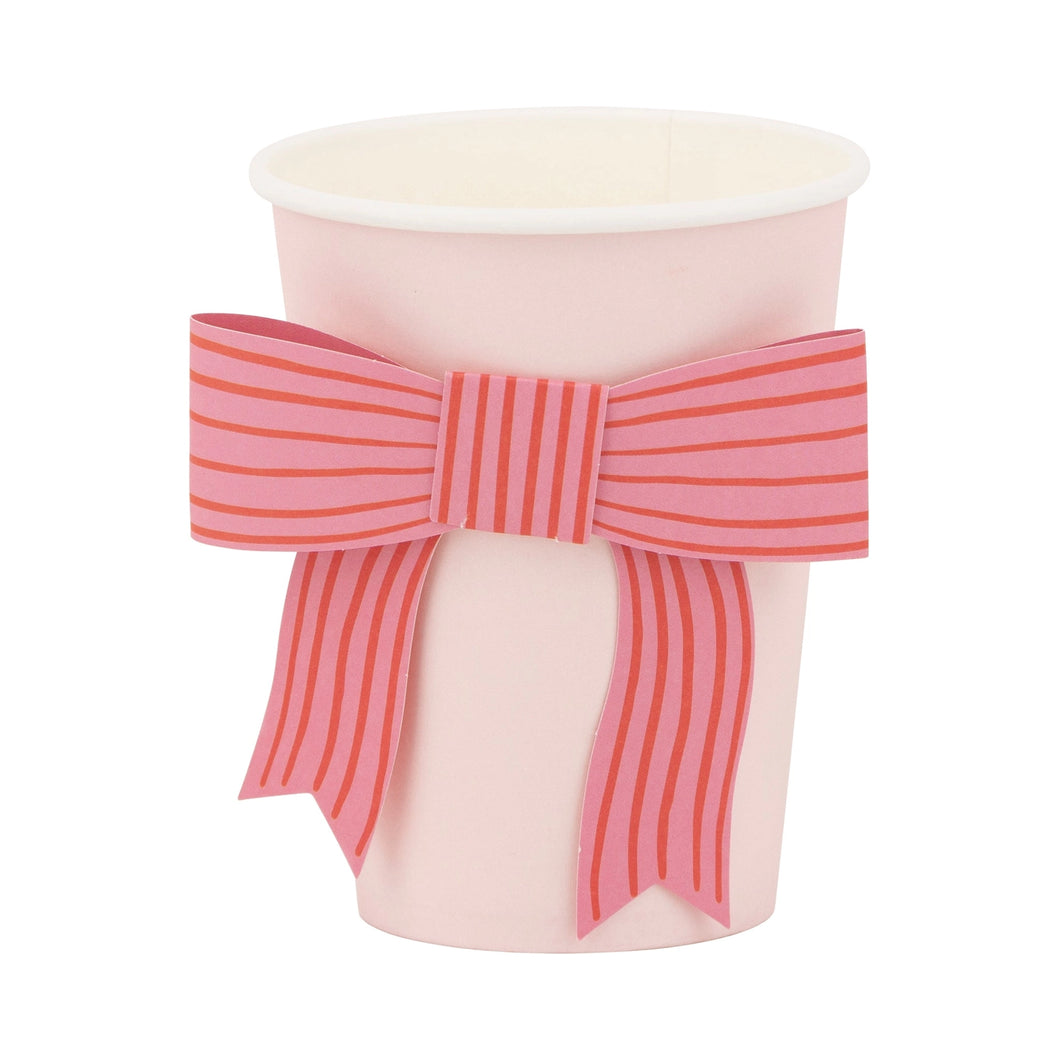 Pink Stripe Bow Party Cups - Ellie and Piper