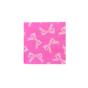 Eloise Pink Bow Cocktail Napkins - Ellie and Piper