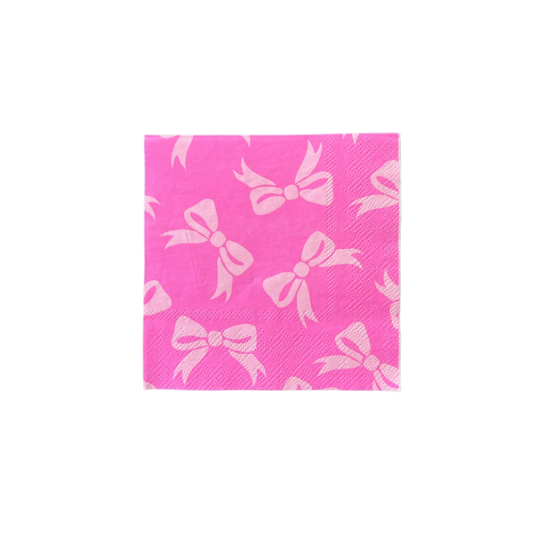 Eloise Pink Bow Cocktail Napkins - Ellie and Piper