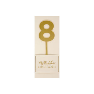 Gold Mirrored Acrylic Number Cake Topper - 1 through 9 - Ellie and Piper