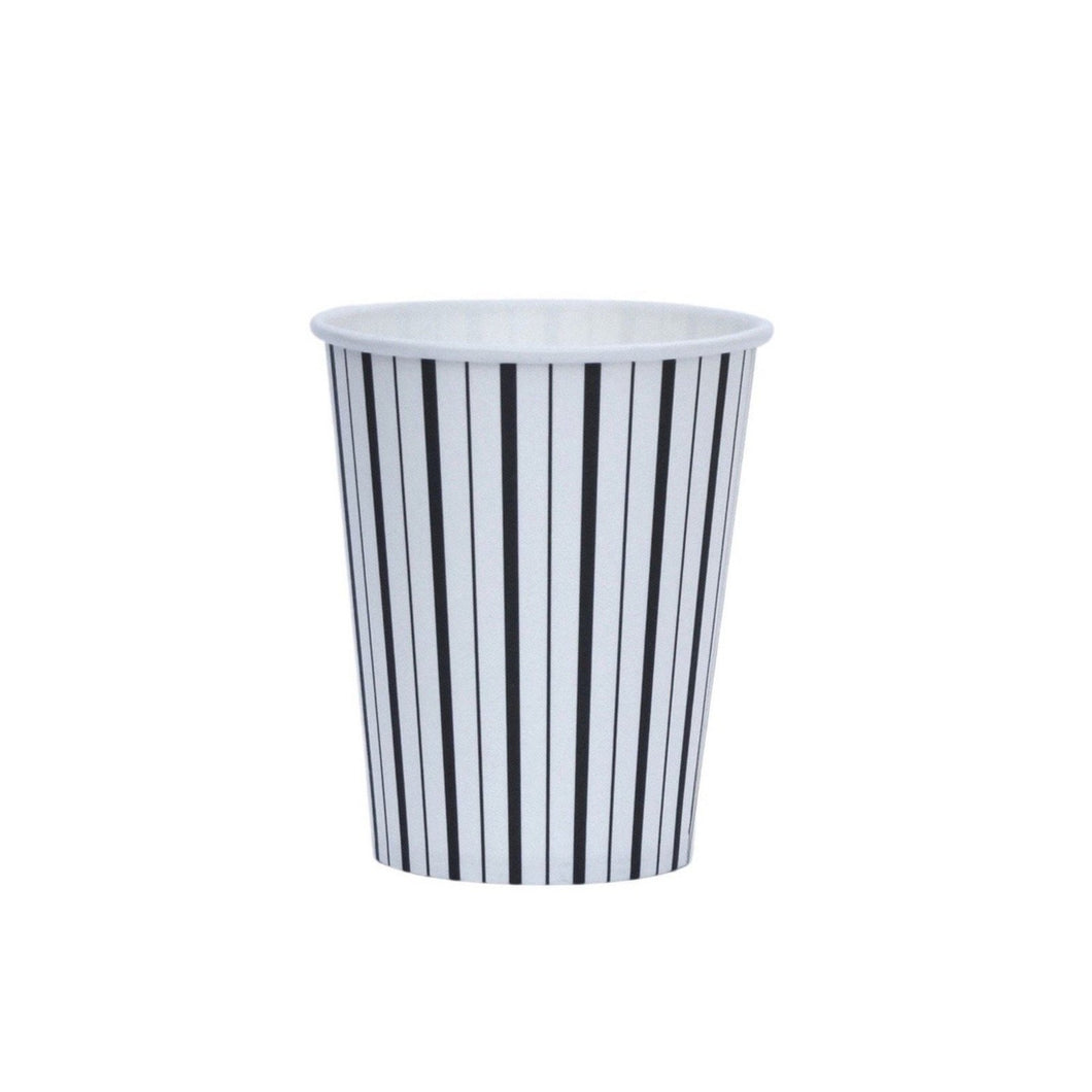 Black and White Fine Stripes Cups (Set of 8) - Ellie and Piper