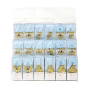 Blue and Gold Glitter Number Candle (Sold Individually) - Ellie and Piper