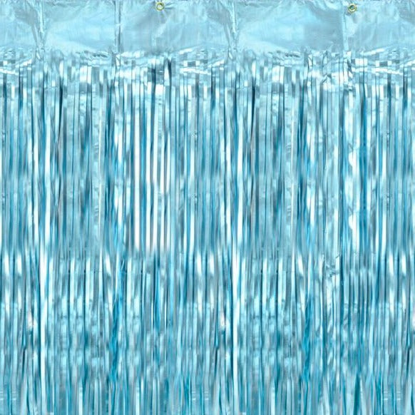 Light Blue Fringe Curtain Backdrop - Ellie and Piper