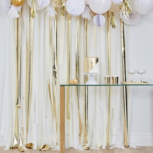 Metallic Gold and White Party Streamers Backdrop - Ellie and Piper