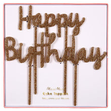 Gold Glitter Happy Birthday Acrylic Topper - Ellie and Piper