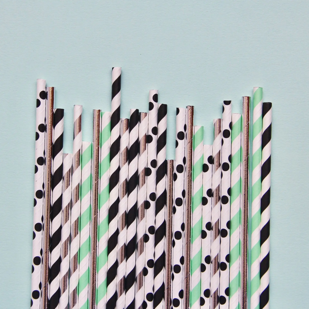 Memphis Mint Paper Straws - Mixed Pack - Ellie and Piper