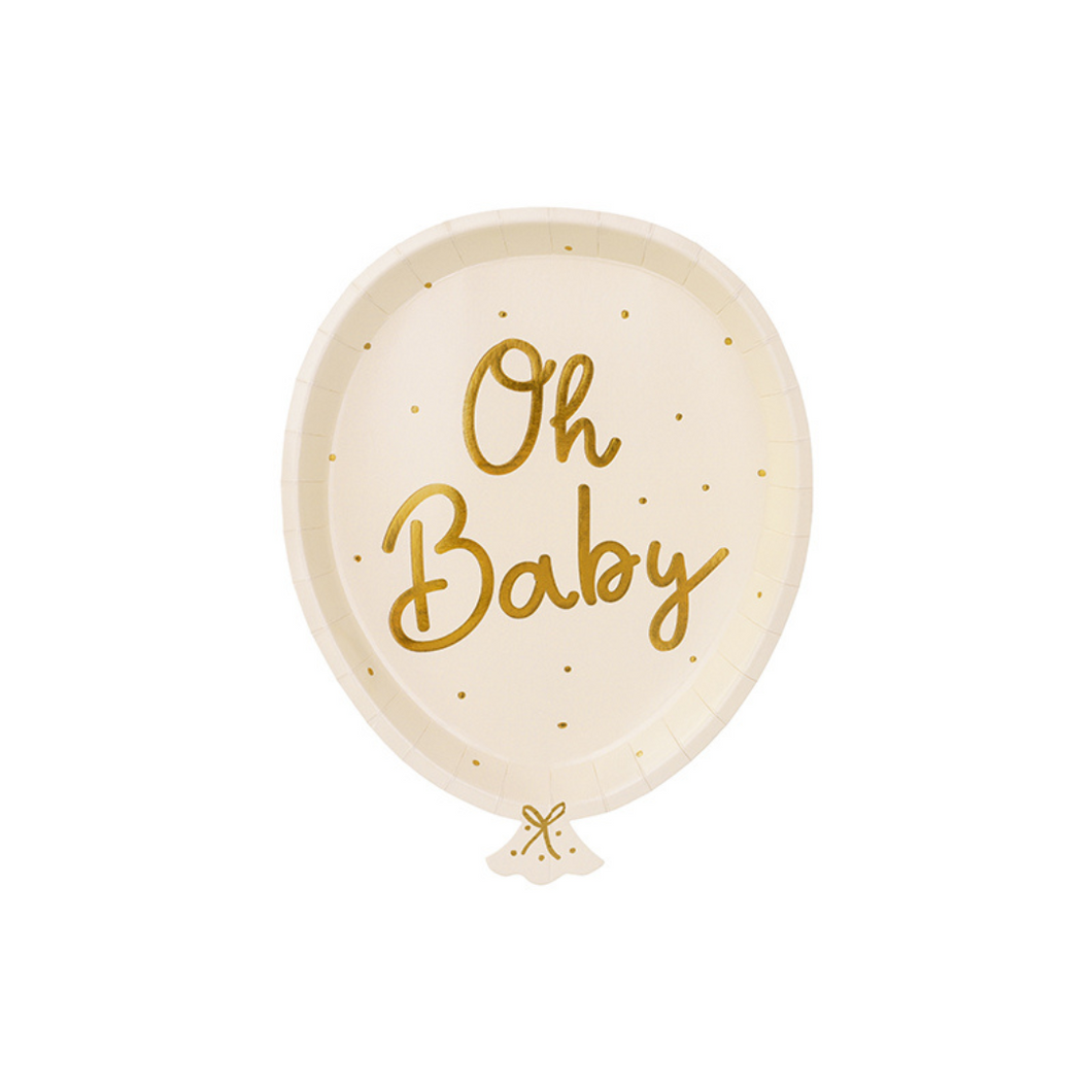 Oh Baby Balloon Shaped Paper Plate - Ellie and Piper
