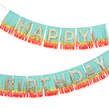 Rainbow Happy Birthday Fringe Garland - Ellie and Piper