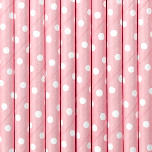 Light Pink Polka Dot Straws - Ellie and Piper
