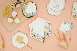 Secret Garden - White Botanicals Large Paper Plates - Ellie and Piper