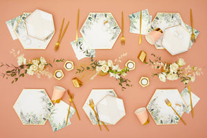 Secret Garden - White Botanicals Large Paper Plates - Ellie and Piper