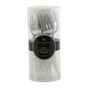 Silver Glitter Plastic Mini Forks (Cutlery) - Ellie and Piper