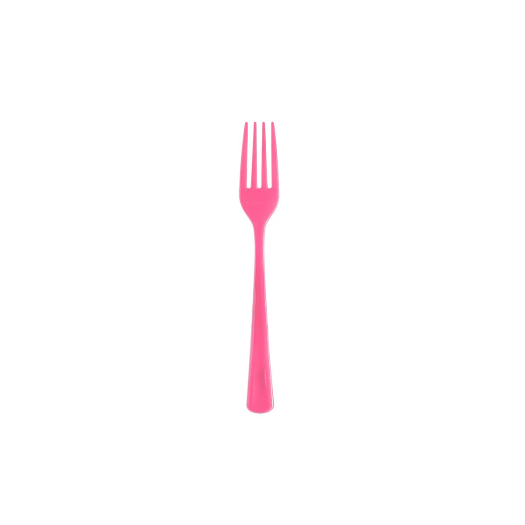 Solid Color Plastic Forks - Cerise - Ellie and Piper