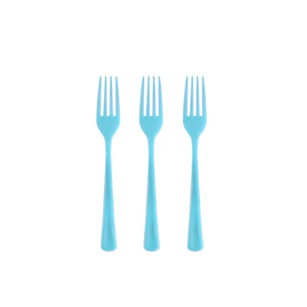 Solid Color Plastic Forks - Light Blue - Ellie and Piper