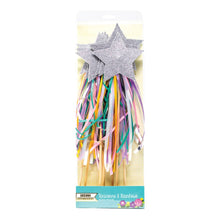 Silver Glitter Star Wand with Rainbow Tassels - Ellie and Piper
