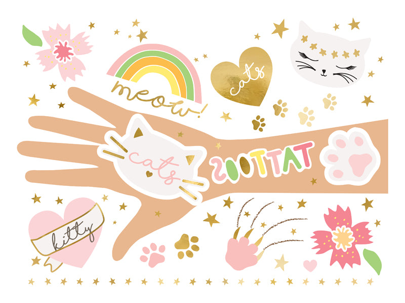 Kitty Cat Lover Temporary Tattoos - Ellie and Piper