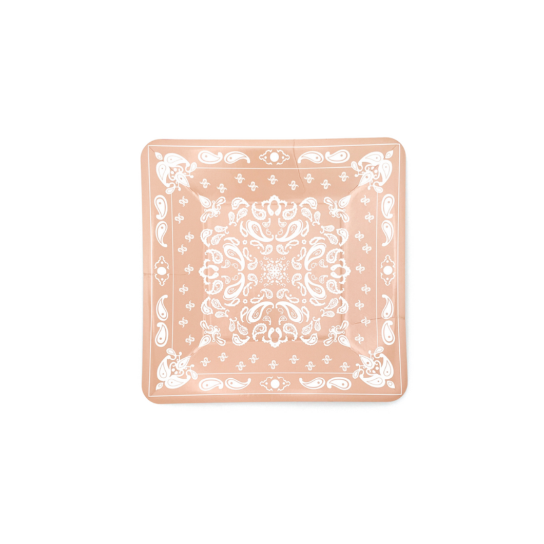 Dusty Champagne Bandana Dessert Plates - Ellie and Piper