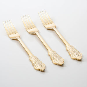 Venetian Design Gold Plastic Forks | 20 Forks (Cutlery) - Ellie and Piper