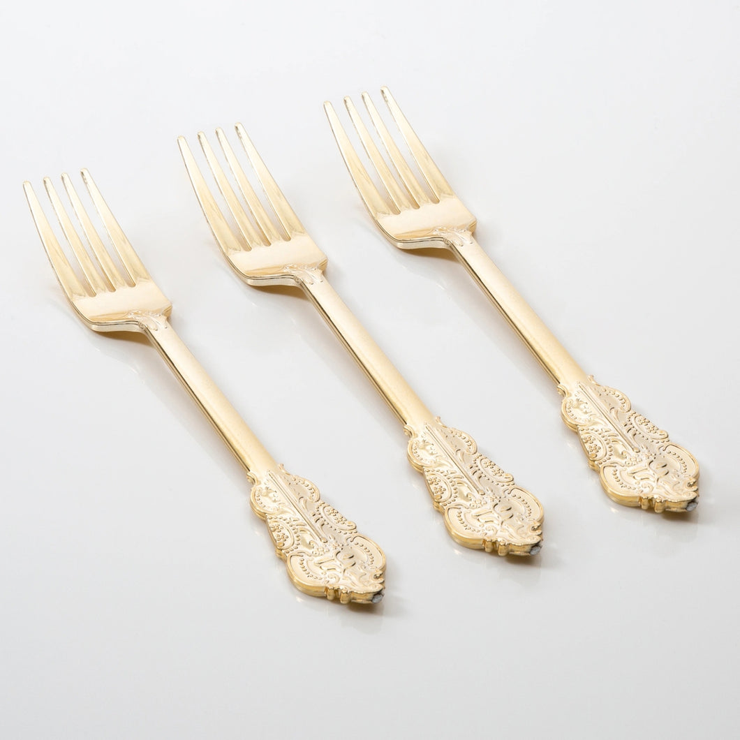 Venetian Design Gold Plastic Forks | 20 Forks (Cutlery) - Ellie and Piper