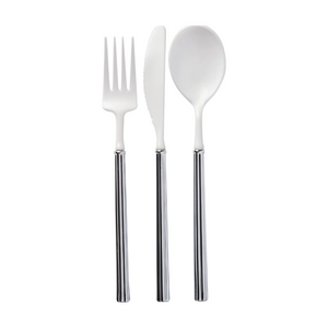 White And Silver 24pc Villa Assorted Cutlery Set - Ellie and Piper