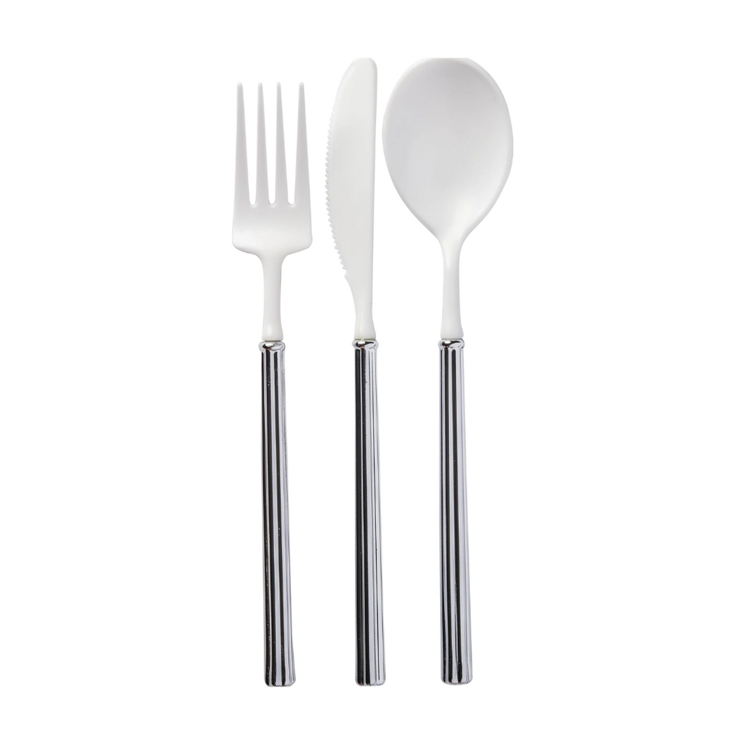 White And Silver 24pc Villa Assorted Cutlery Set - Ellie and Piper