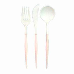 White And Blush Pink 24pc Assorted Cutlery Set - Ellie and Piper