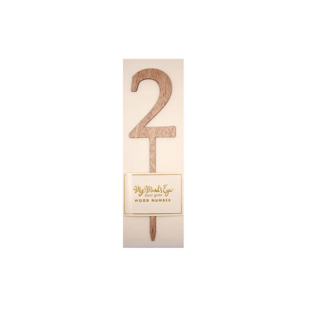 Botanical Wood Number Pick Cake Topper - 1 through 9 - Ellie and Piper