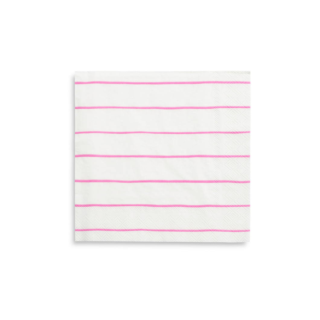 Frenchie Striped Large Napkins - Cerise Pink - Ellie and Piper