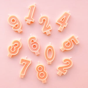 Peach Glitter Number Candles - Ellie and Piper