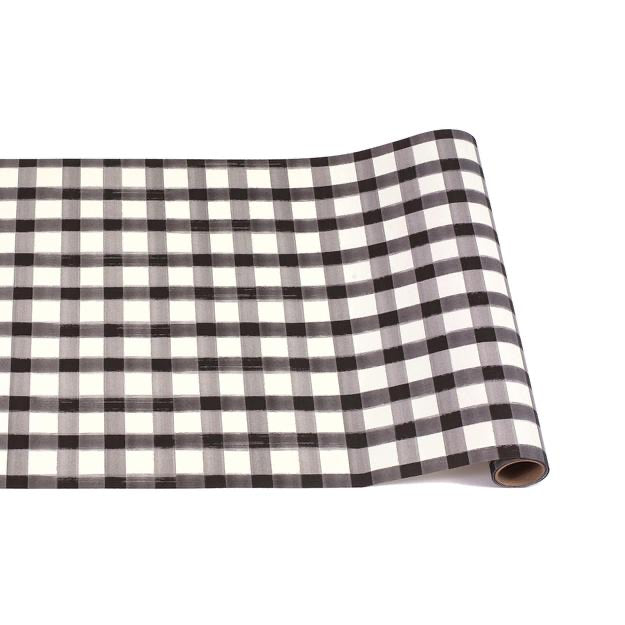 Black Painted Gingham Checkered Table Runner - Ellie and Piper
