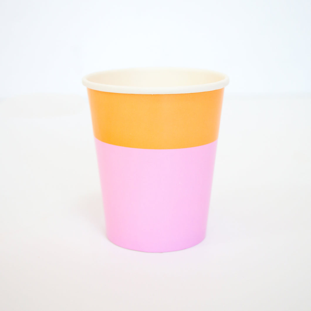Color Blocked Paper Cups - Peach/Lavender - Ellie and Piper