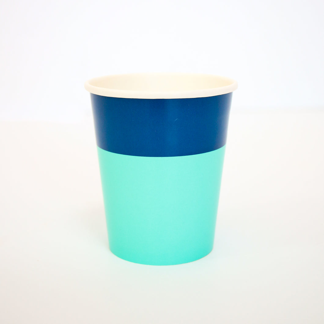 Color Blocked Paper Cups - Navy/Blue - Ellie and Piper