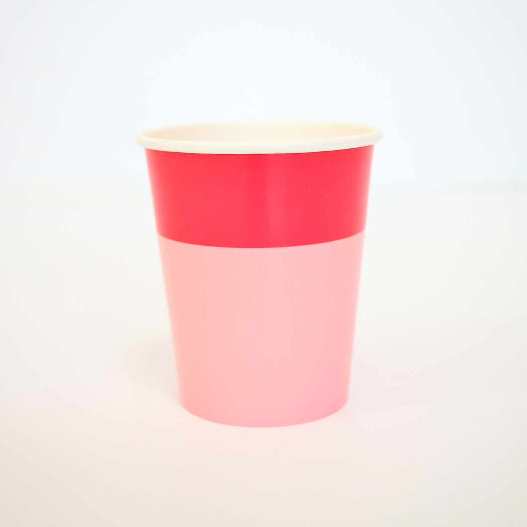 Color Blocked Paper Cups - Strawberry Pink/Light Pink - Ellie and Piper