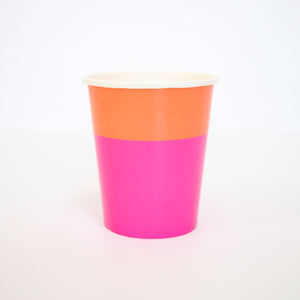 Color Blocked Paper Cups - Hot Pink/Coral - Ellie and Piper