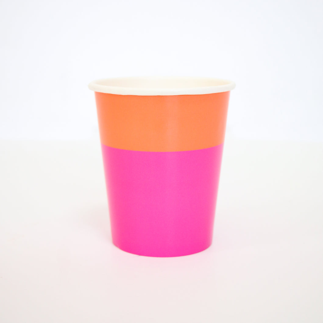 Color Blocked Paper Cups - Hot Pink/Coral - Ellie and Piper